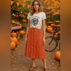 Old Navy Boho Floral Midi Skirt NWT Women’s Large